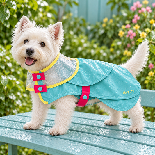 Mepato Aqua Cape Pet Raincoat on-dog fit view