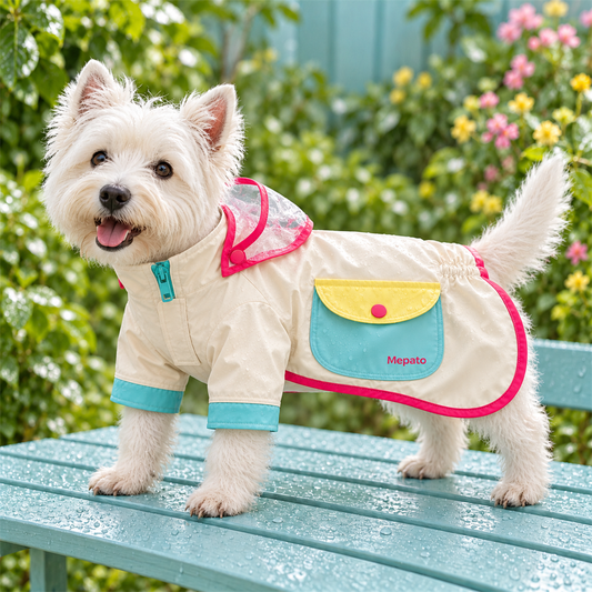 Mepato Pocket Walk Pet Raincoat on-dog fit view